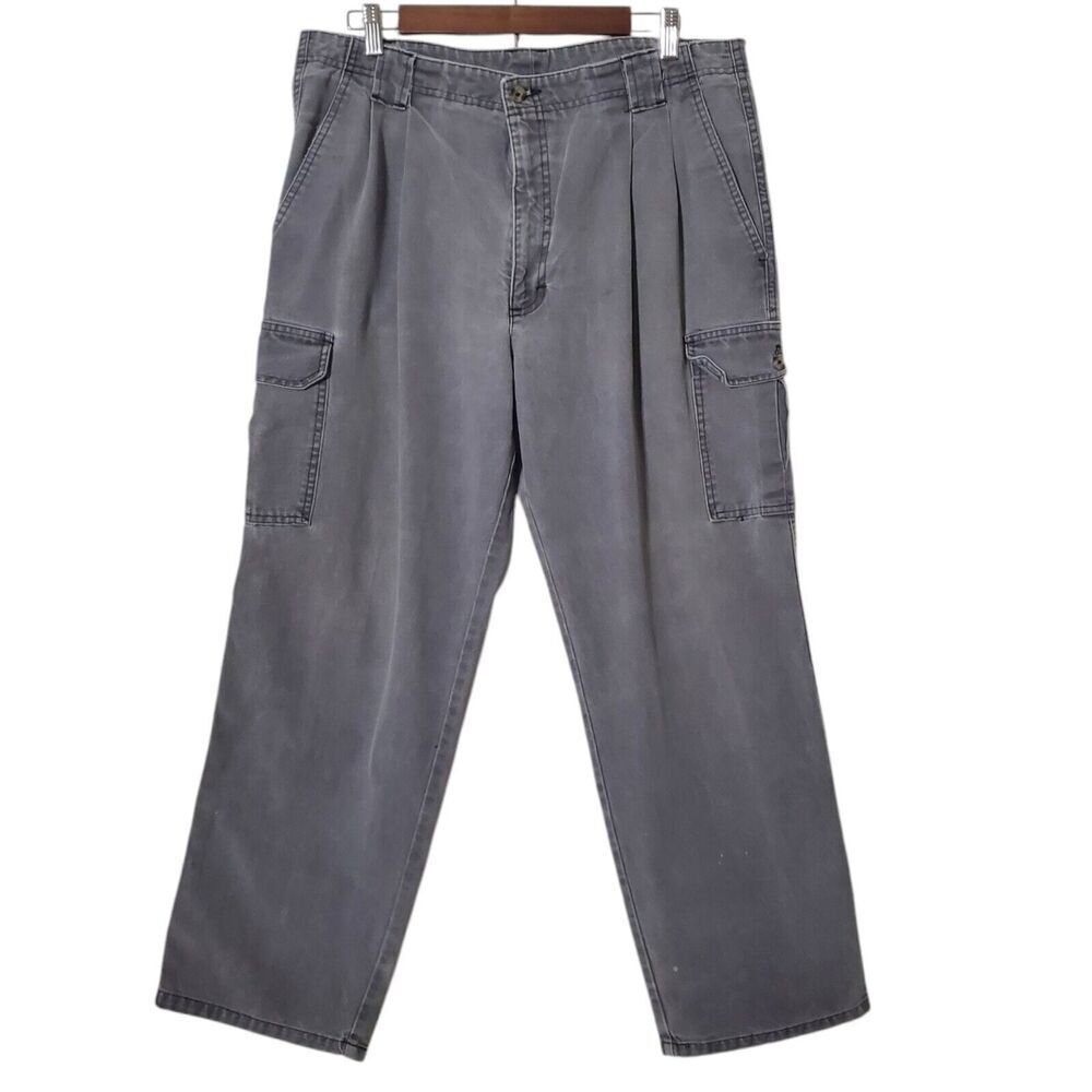 VTG Woolrich Pants Size 34x28 Cargo Cotton Distressed Hemmed Mens